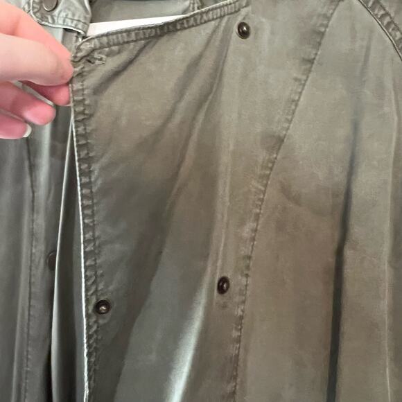 Francesca’s Blue Rain Olive Green Twill Utility Jacket Snap Buttons, Small S / M - Picture 11 of 14